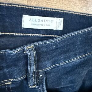 AllSaints Cigarette Jeans Women's W30 Dark Wash Denim Distressed‎